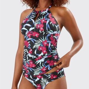 Tommy Bahama Midnight Orchid reversible High Neck Tankini - Small - New